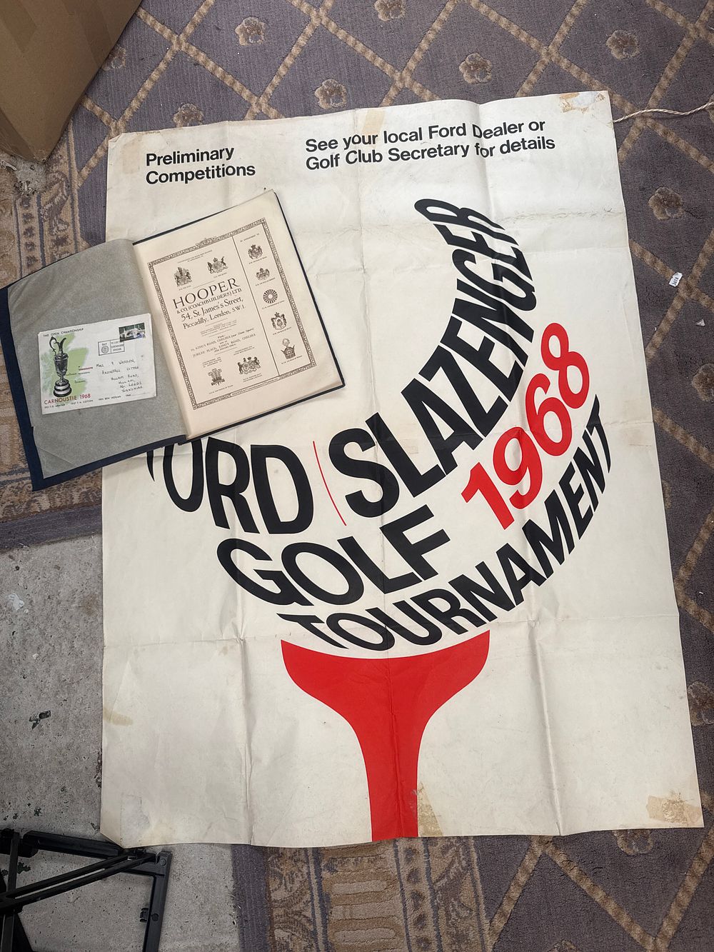 Lot 526: An XL 1968 Ford Slazenger Golf Tournament Advertising Poster and a Hooper & Co. Coachbuilders Booklet
