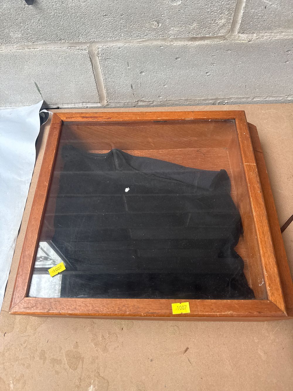 Lot 532: Reddish-Brown Stained Wood Hinged Display Case or Shadow Box