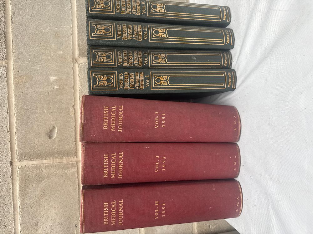 Lot 573: A Collection of Seven Medical Reference Works and Journals, including 'British Medical Journal' and 'Virtue's Household Physician'
