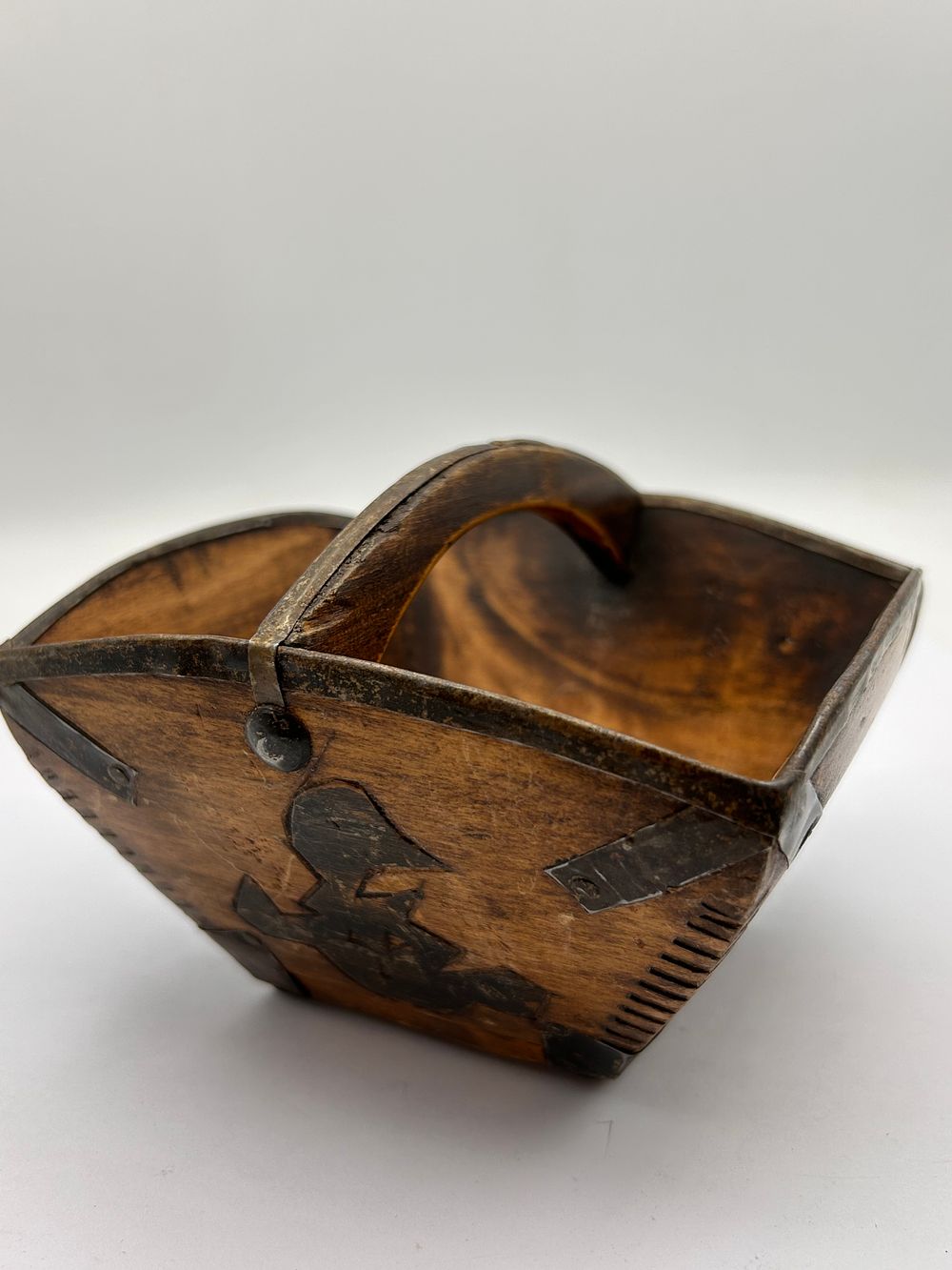 Lot 591: Antique 19th Century Chinese Wooden Kwan Rice Measure Bucket, Dou