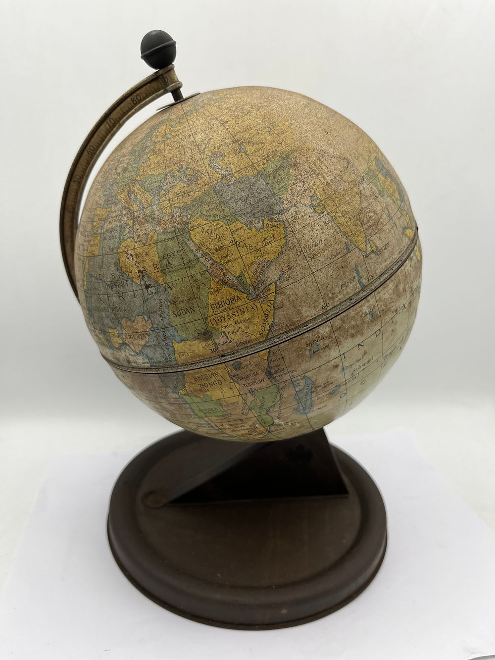 Lot 615: Chad Valley 11” x 7” Tin Litho Terrestrial Globe, Made in England