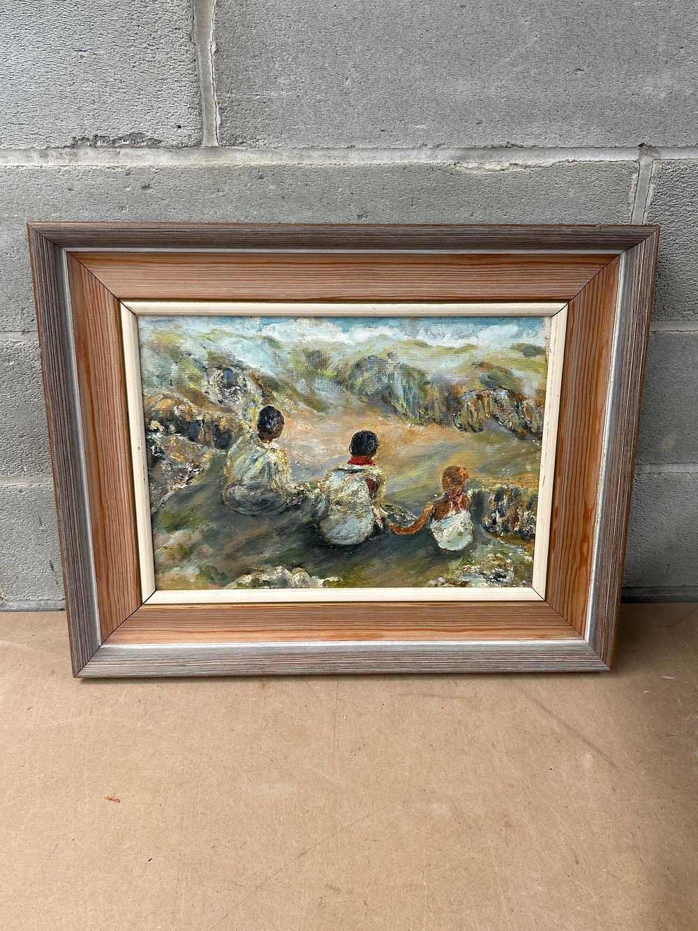 Lot 693: A Mid-20th Century Impressionistic Oil Painting, Three Figures in a Landscape, 20 x 17 inches