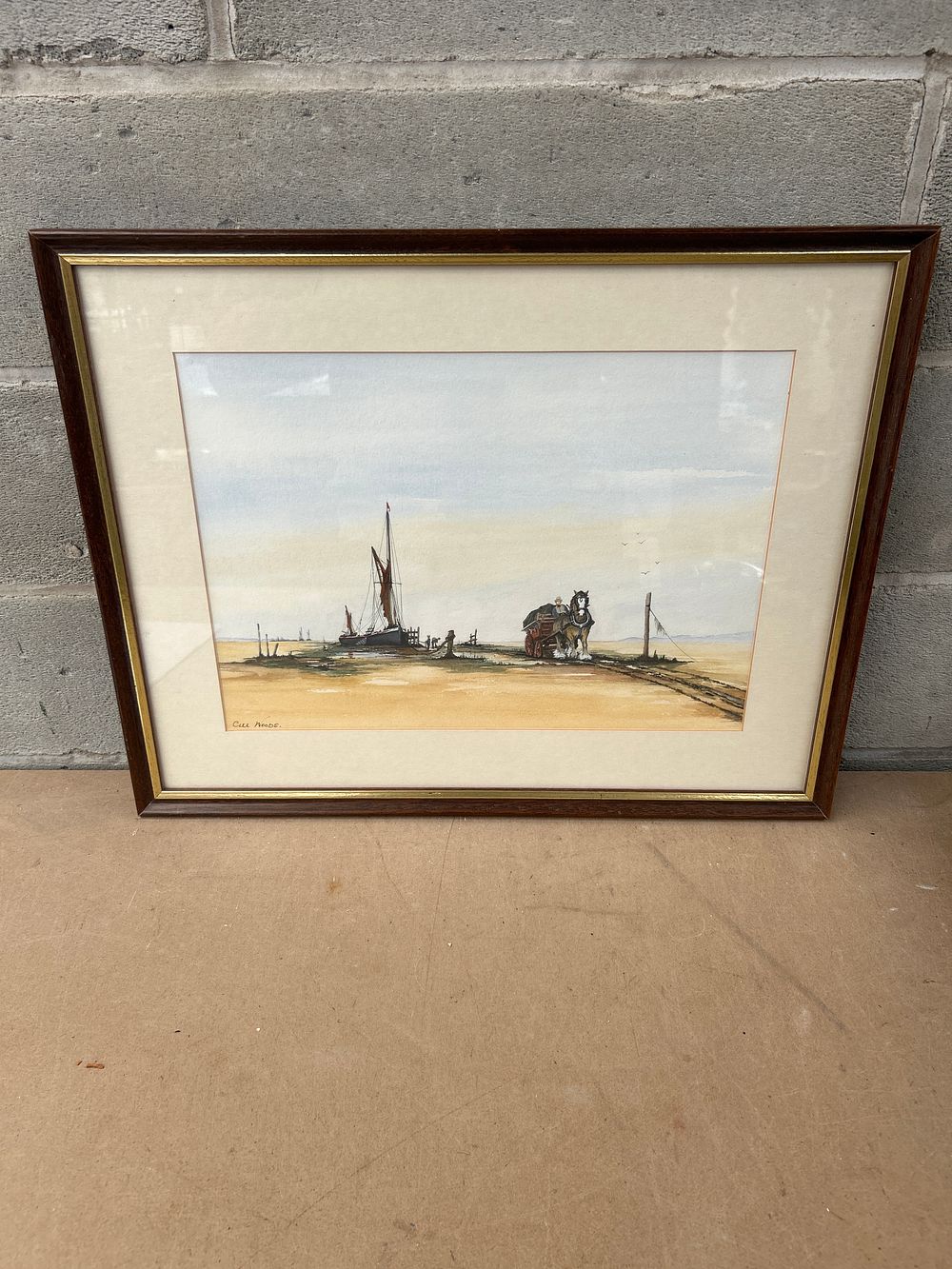 Lot 699: A Framed Coastal Watercolor Landscape Signed 'Clee Woods.', 19 x 15 inches