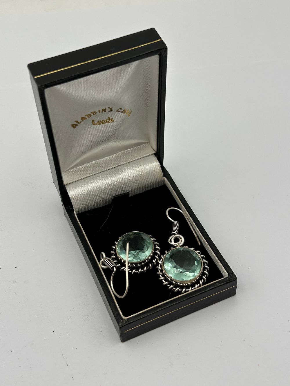 Lot 202: A Pair of Sterling Silver Apatite Dangle Earrings