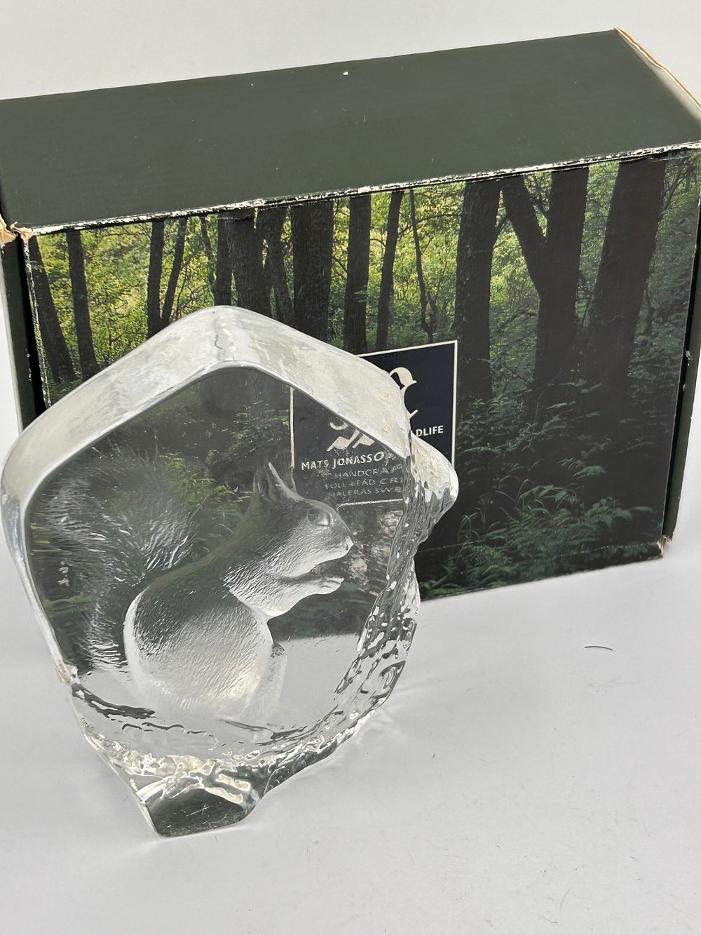 Lot 212: Mats Jonasson Signed Lead Crystal Squirrel Paperweight, Maleras Sweden