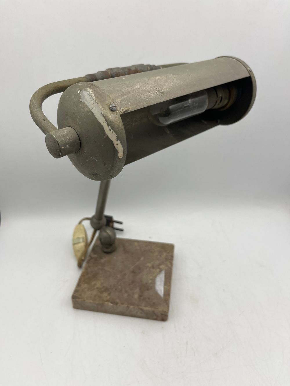 Lot 535: An Early to Mid-20th Century Industrial Art Deco Style Desk Lamp with Stone Base