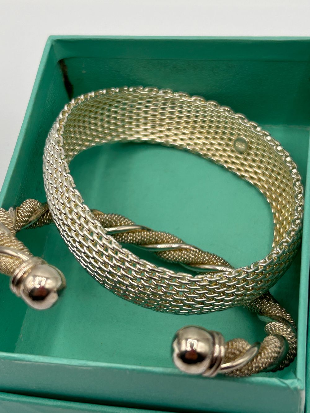 Lot 325: Tiffany Style  Somerset Mesh Bracelet, Sterling Silver