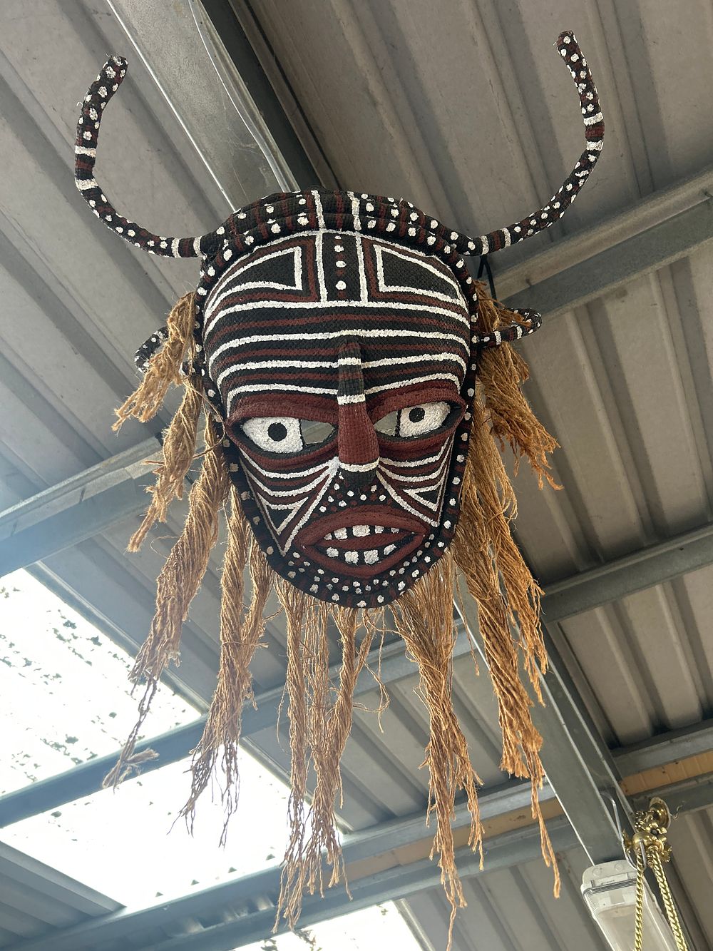 Lot 496: Makishi Painted Masked African Mask, Zimbabwe, 22” Length