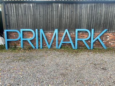 A Set of Seven Large Freestanding 'PRIMARK' Letters, 4FT Tall. A set of seven large freestanding 