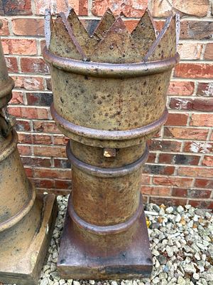 A Reclaimed Victorian Cast Iron Crown Top Chimney Pot, 40 Inches Tall. This vertical 