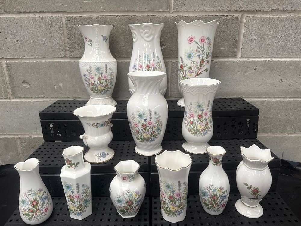 Lot 307: A Collection of Twelve Aynsley Wild Tudor Fine Bone China Vases