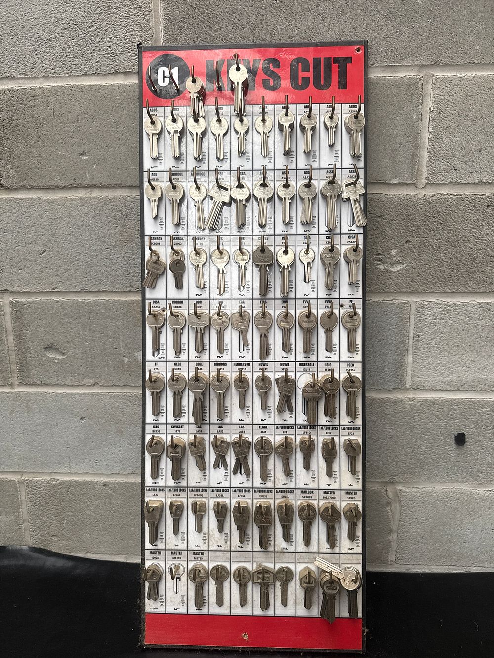Lot 449: THM C1 Key Blank Display Board with Collection of Key Blanks