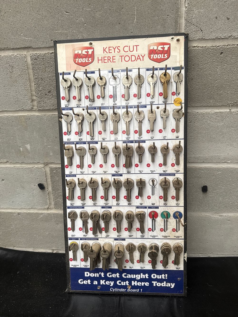Lot 452: RST TOOLS Commercial Key Duplication Display Board, Cylinder Board 1