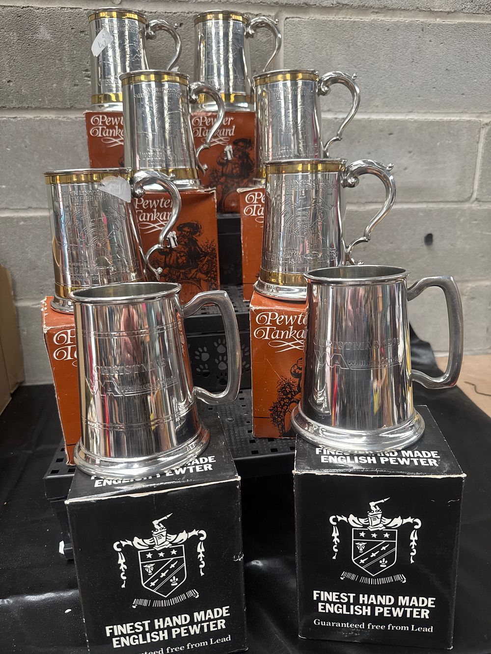 Lot 456: 8 English Pewter Commemorative Tankards, Operation Granby 1991