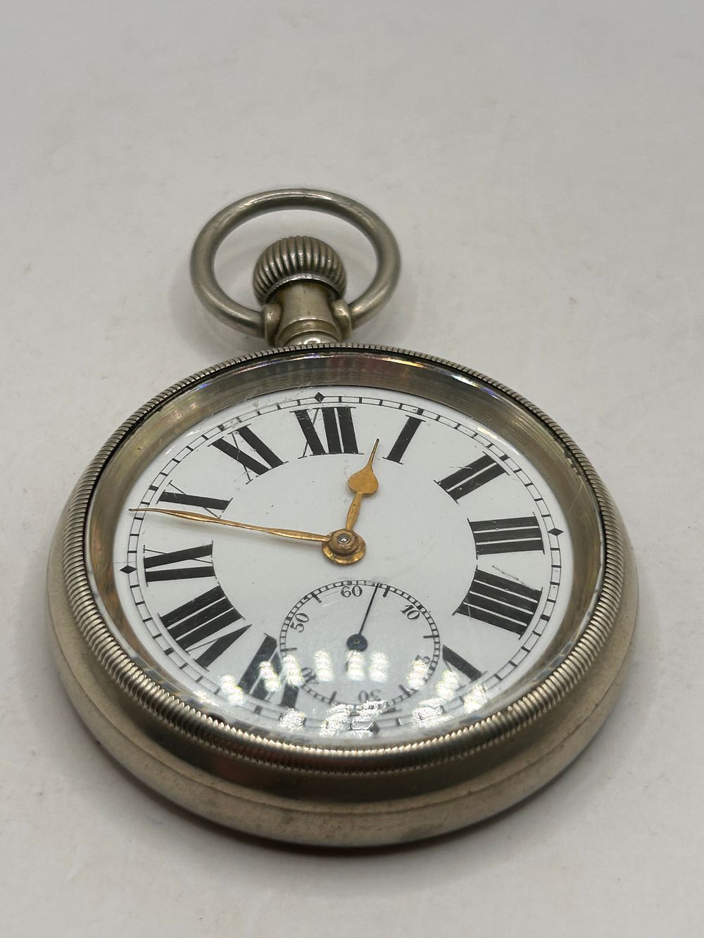 Lot 358: Biren Swiss Made 15 Jewel Open Face Mechanical Pocket Watch , Overwound?