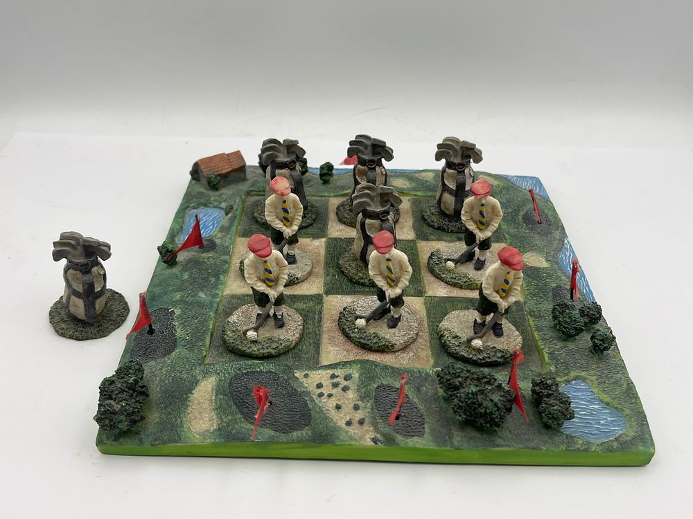 Lot 529: Cedar Creek Style Resin Golf-Themed Novelty Board Game Set