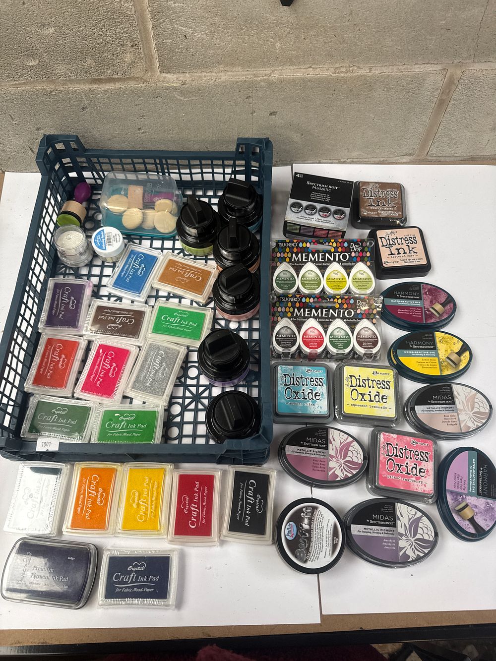 Lot 545: A Collection of Craft Ink Pads and Supplies including Ranger Distress Oxide and Memento