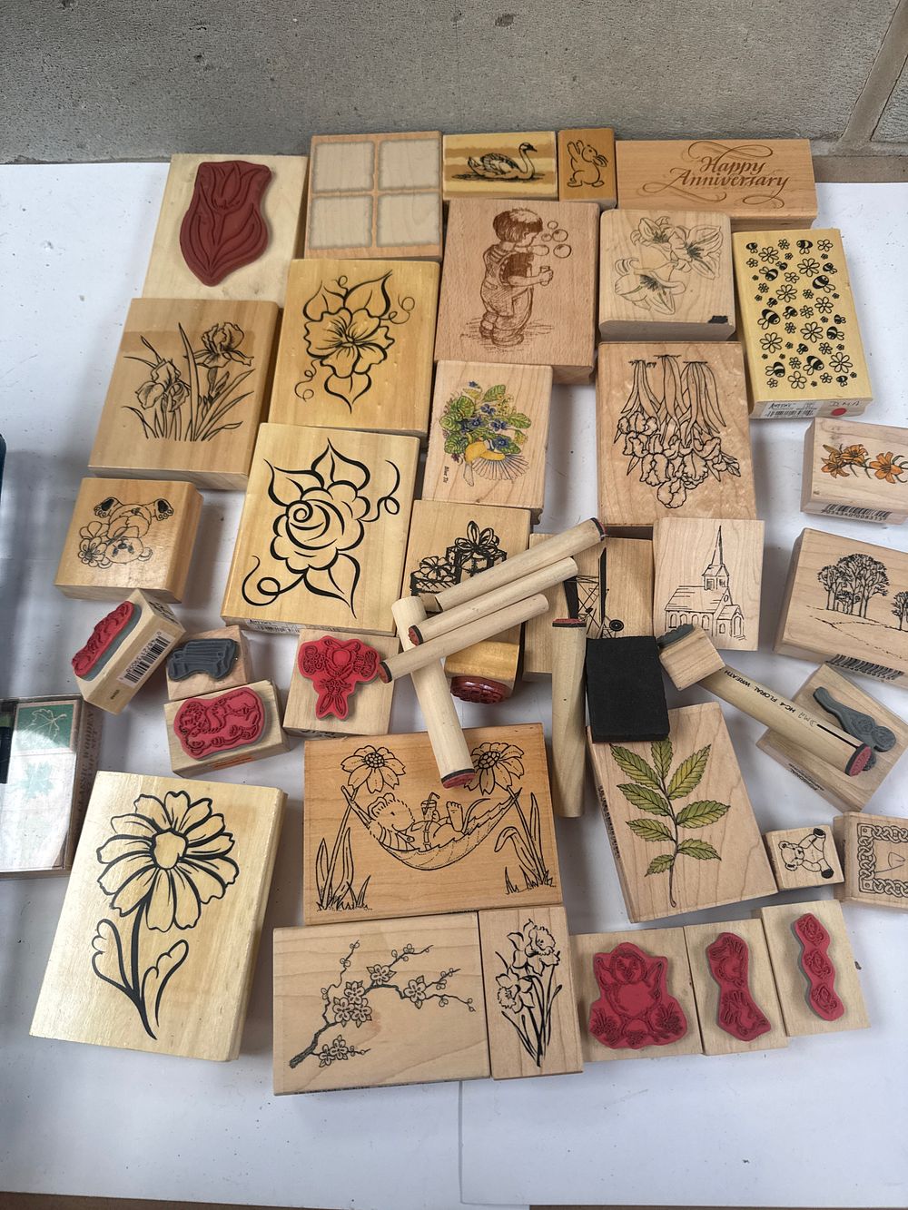 Lot 561: A Collection of  Assorted Wooden Block Rubber Craft Stamps