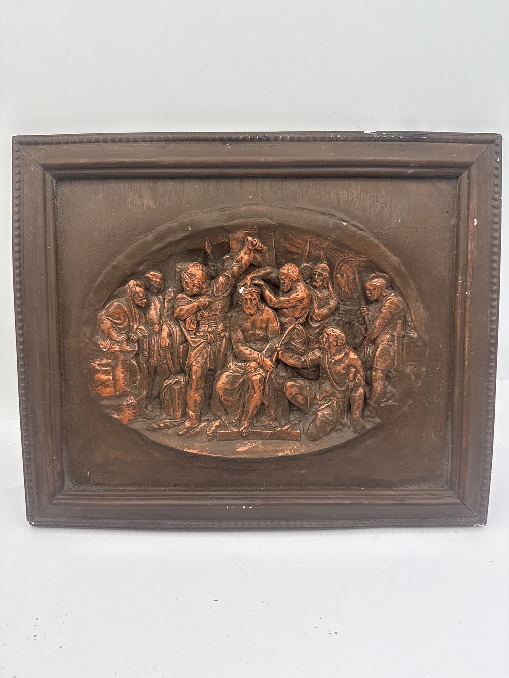Lot 191: A Framed Renaissance Revival Style Chalk Relief Plaque Depicting the Crowning with Thorns