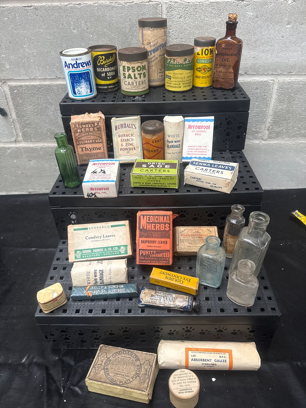 Lot 192: A Collection of 31 Vintage and Antique Pharmaceutical and Culinary Items Many With Contents Included