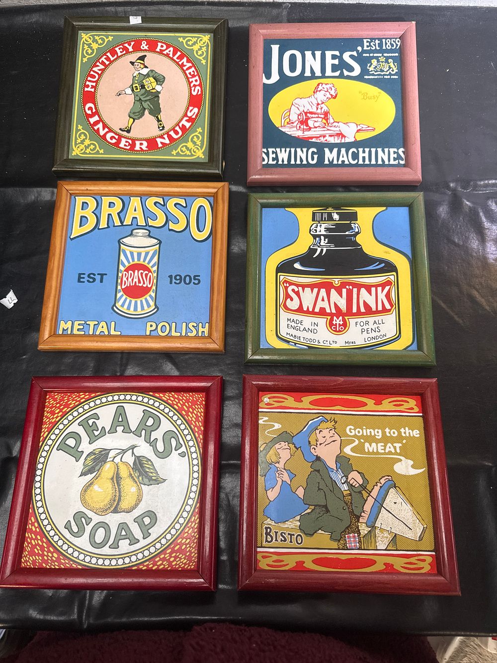 Lot 510: A Set of Six Pilkington Framed Advertising Tiles