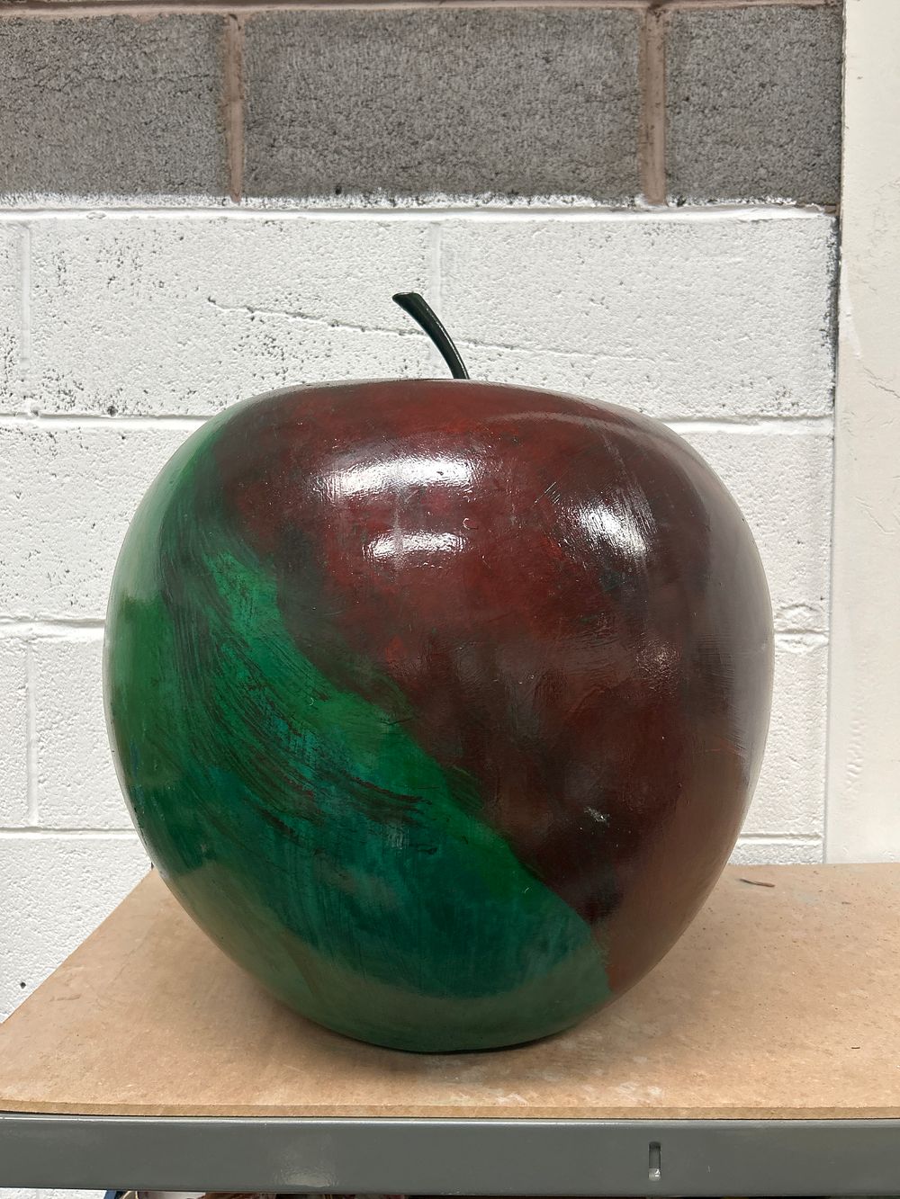 Lot 299: Large 22” Tall Bi-Color Composite Apple Sculpture