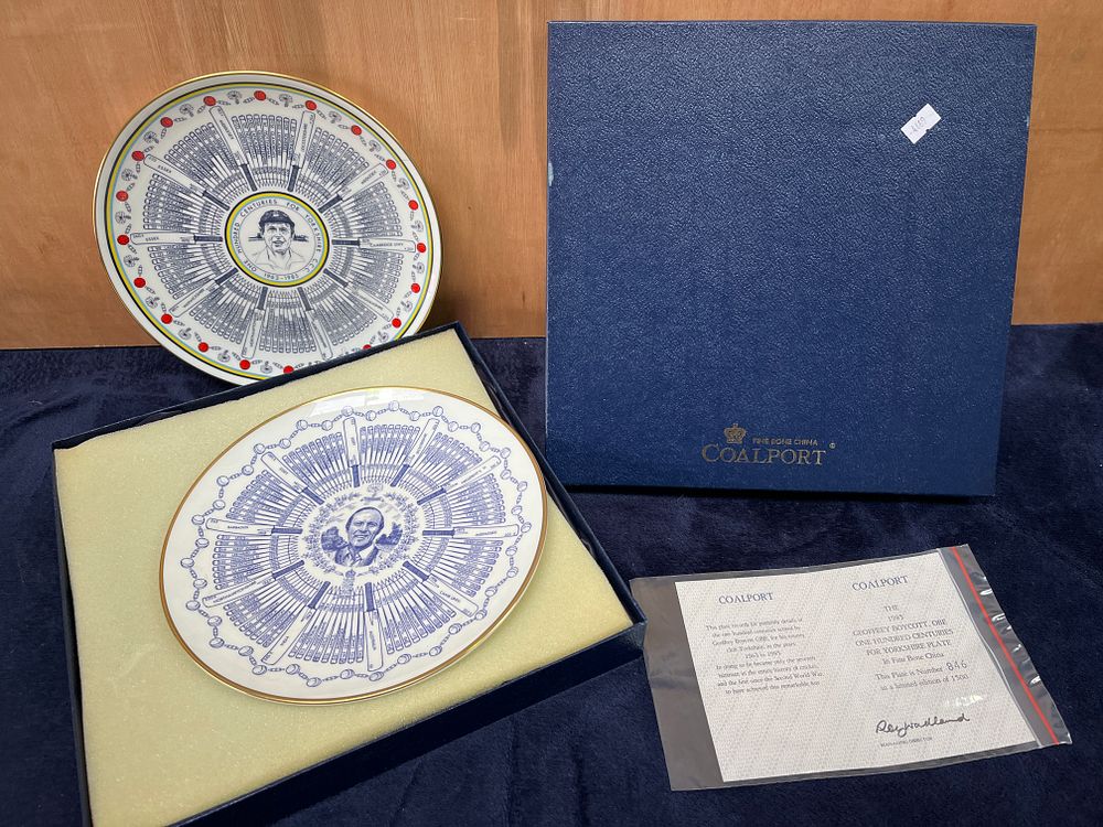 Lot 312: A Group of Coalport Geoffrey Boycott 100 Centuries for Yorkshire Cricket Plates