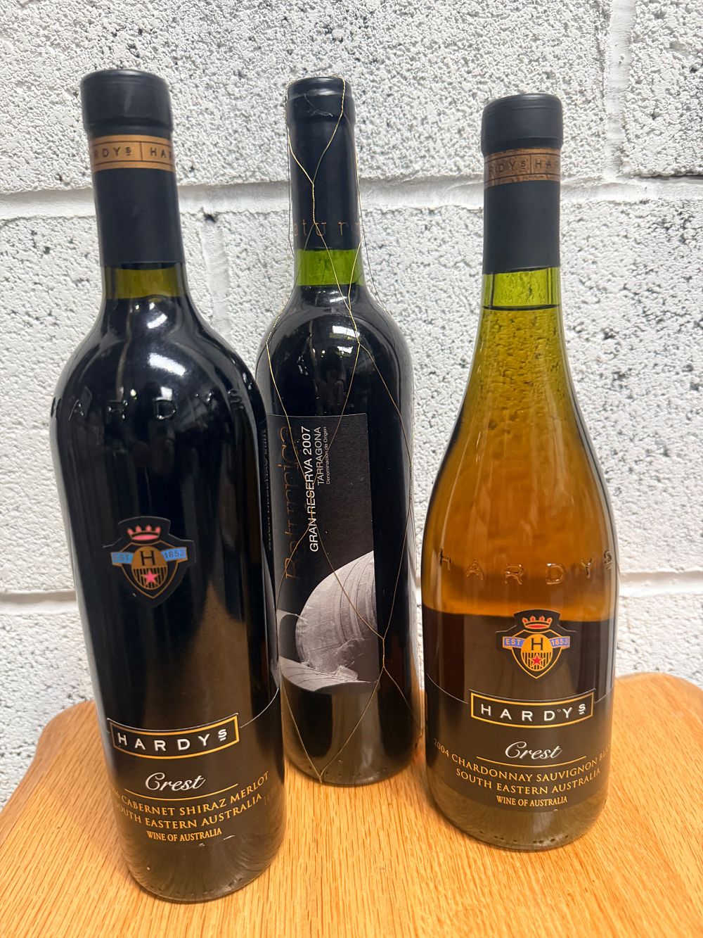 Lot 342: Three Bottles of Australian and Spanish Wine including Hardys Crest