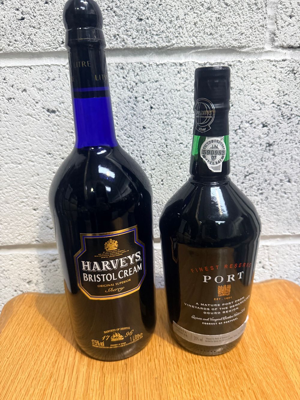 Lot 358: Two Bottles of Fortified Wine Comprising Harveys Bristol Cream Sherry and Finest Reserve Port