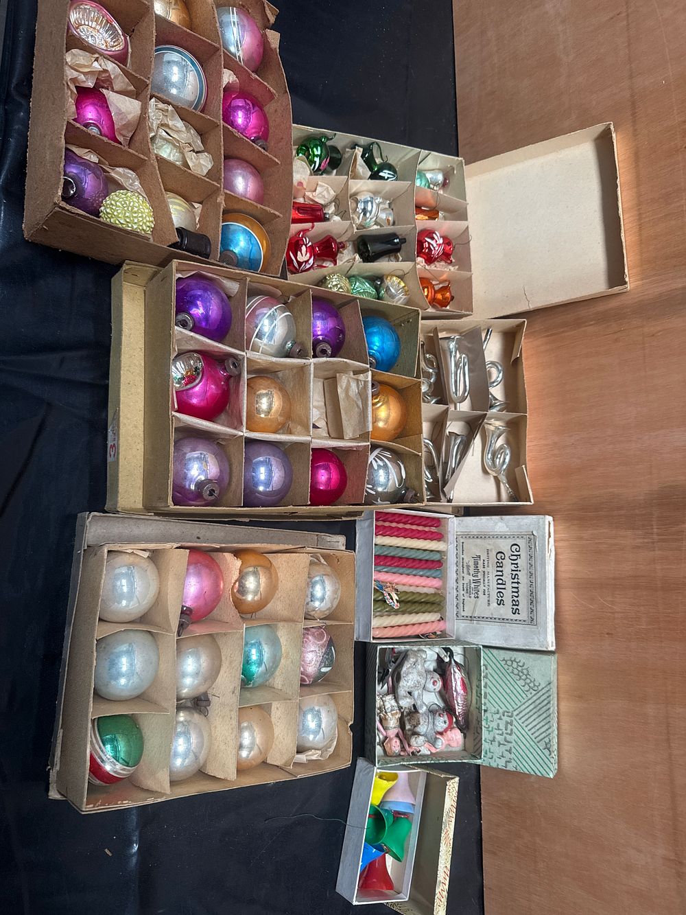 Lot 371: A Collection of Vintage Shiny Brite Glass Ornaments and Timothy Whites Christmas Decorations
