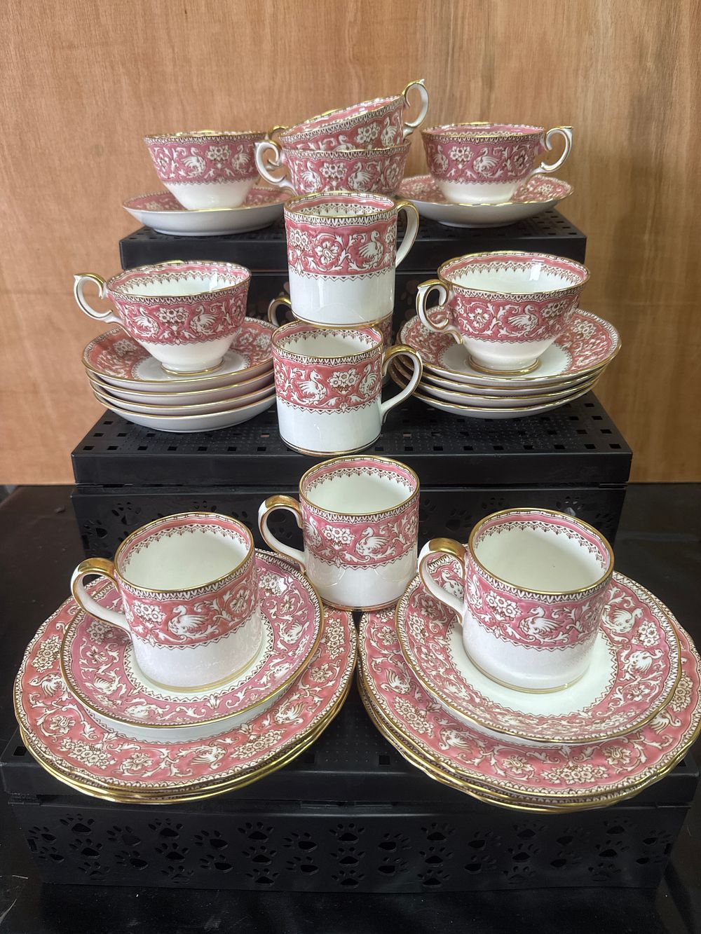 Lot 375: A Collection of Crown Staffordshire Ellesmere Pink Bone China Tableware