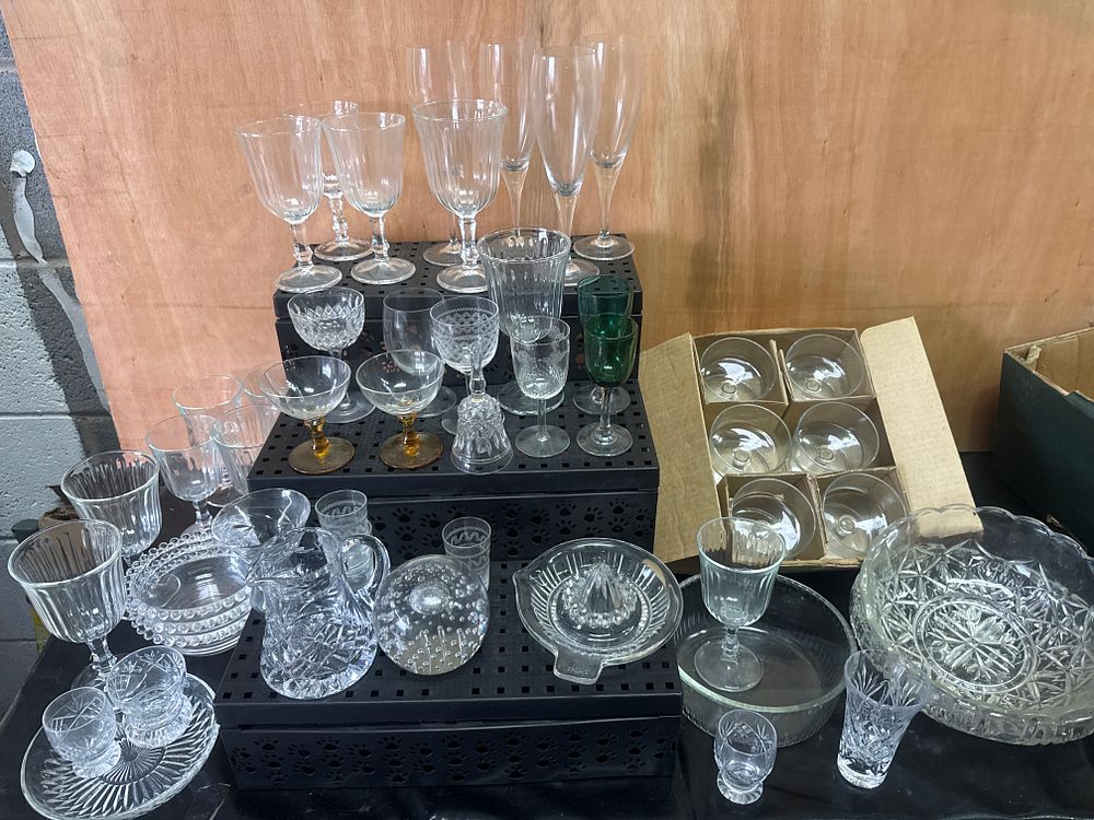 Lot 377: An Assortment of Cut Crystal and Pressed Glass Tablewares