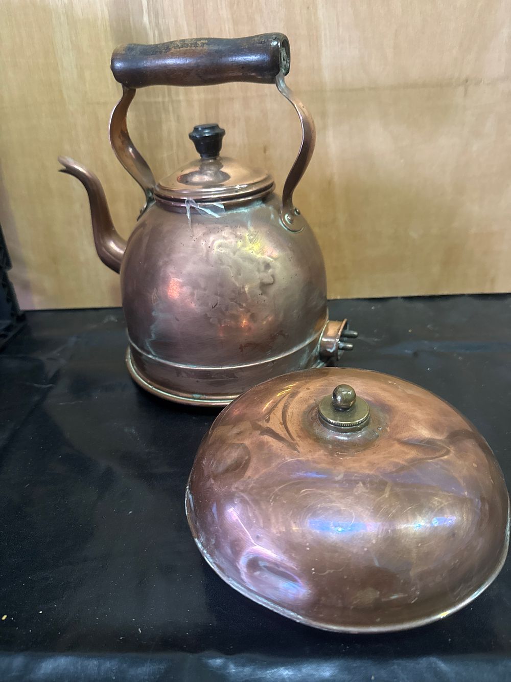 Lot 394: Two Copper Items Comprising an Arts and Crafts Style Electric Kettle and Lid