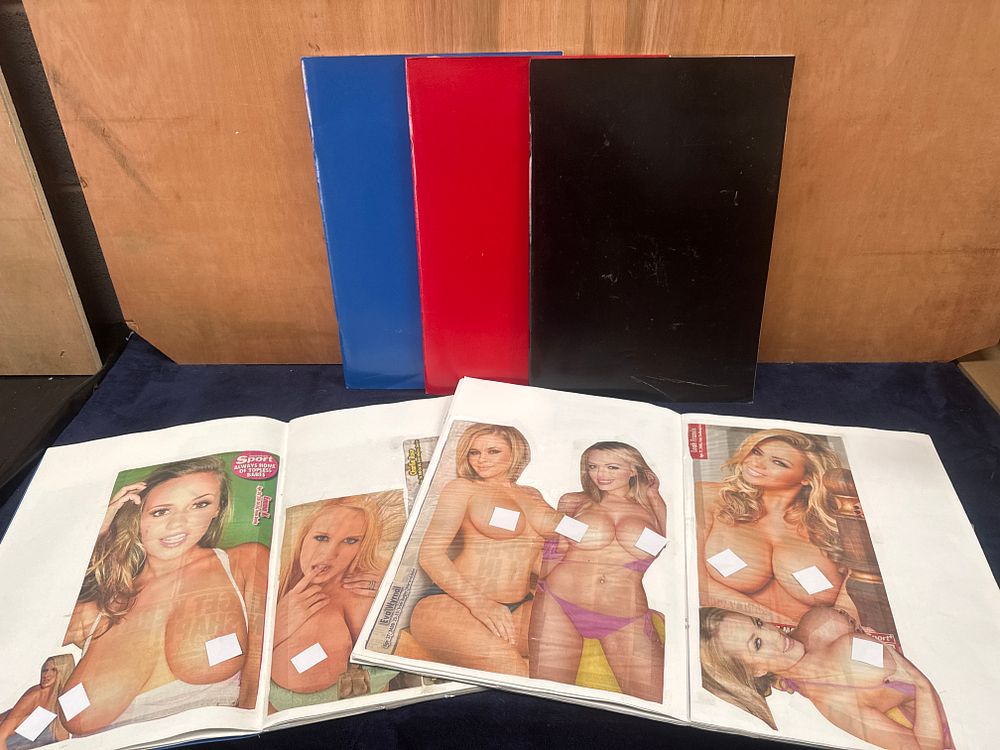 Lot 405: Five Adult Content Full Scrap Books of Glamour Photography Clippings