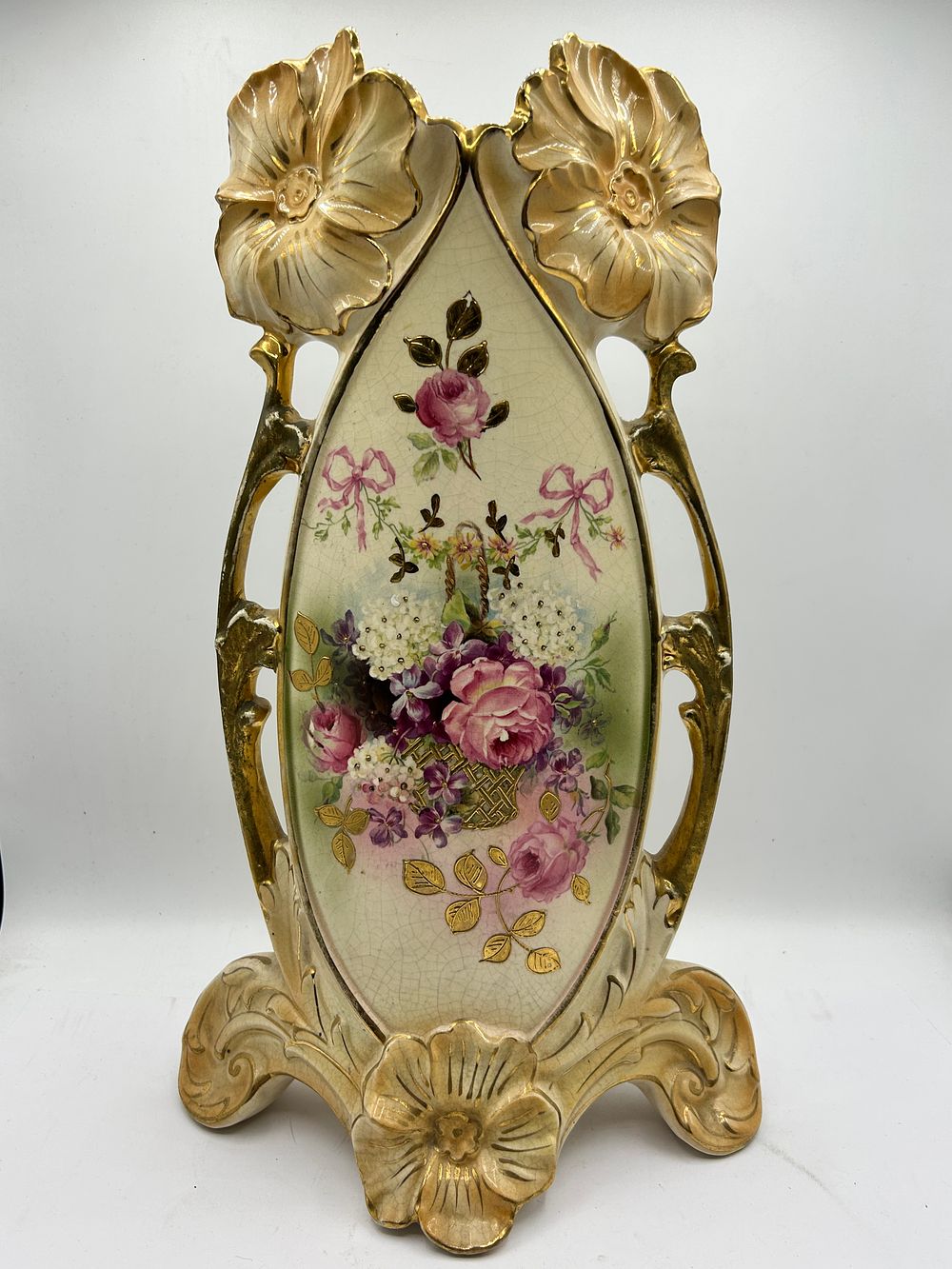 Lot 418: RS Prussia Porcelain Floral Motif Celery Dish