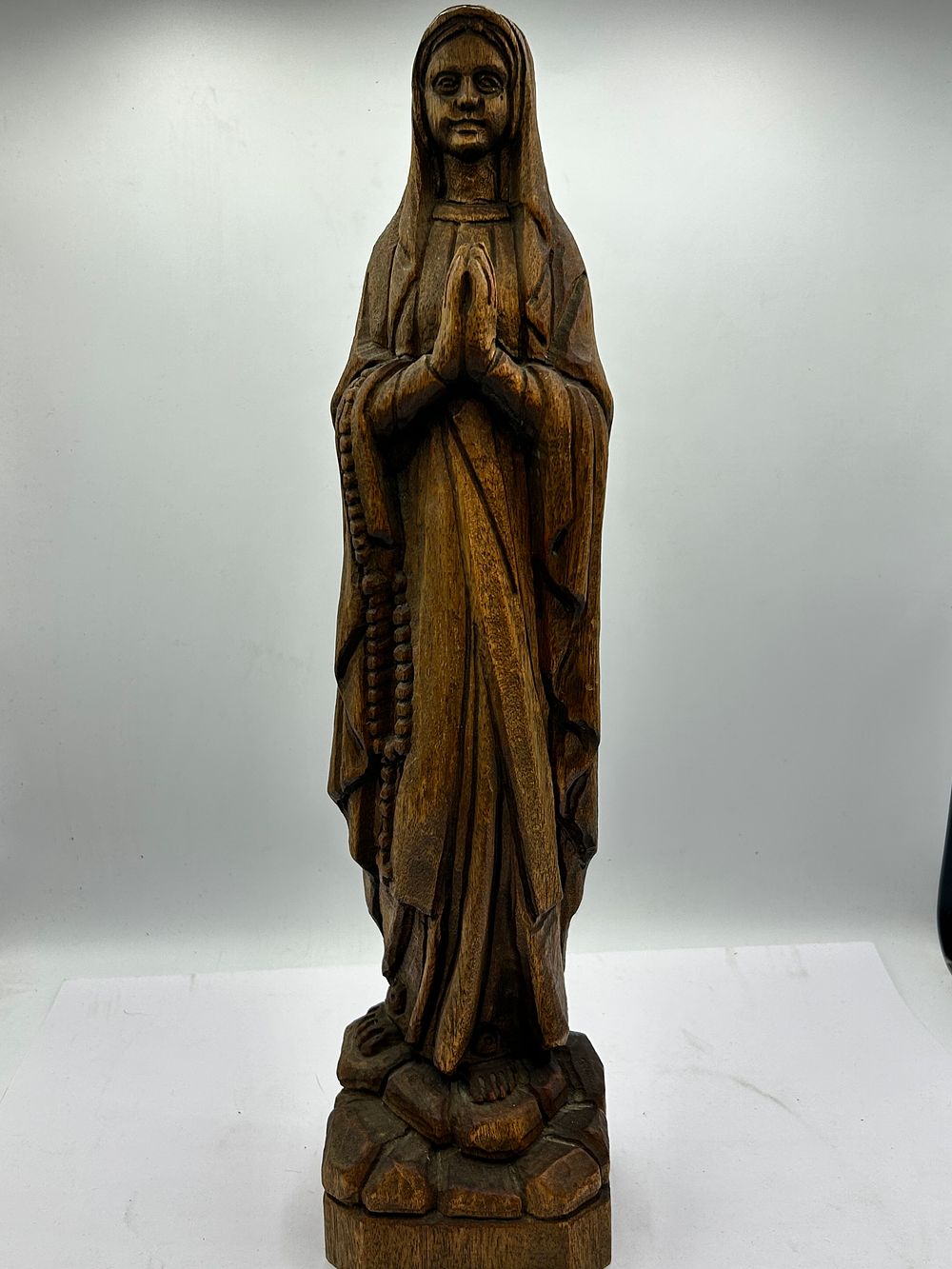 Lot 423: A Hand-Carved Wooden Figure of the Virgin Mary