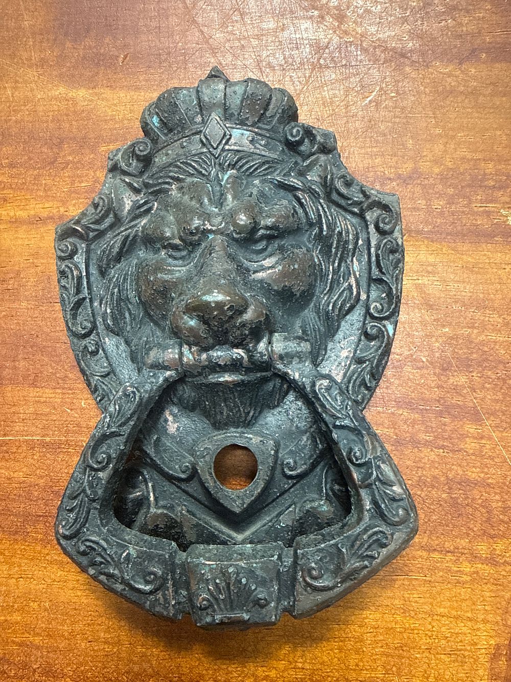 Lot 457: Anatolica Crowned Lion 7-Inch Cast Brass Door Knocker