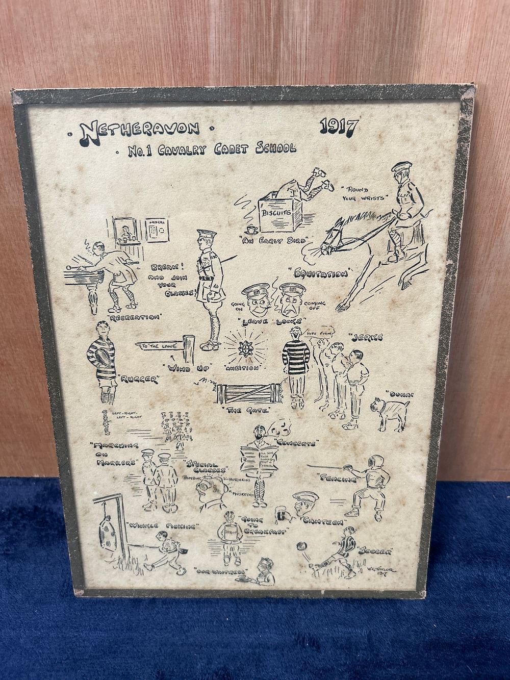 Lot 489: A First World War Framed Ink Illustration of Netheravon No. 1 Cavalry Cadet School by W.G. Taylor, 1917