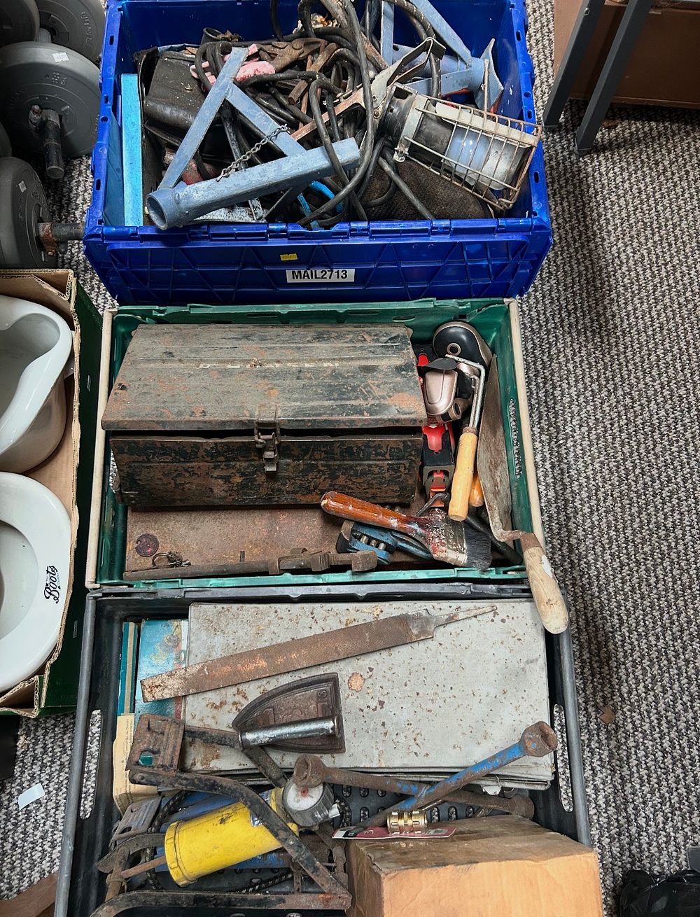 Lot 486: An Assortment of Vintage Hand Tools, Hardware, and Industrial Equipment