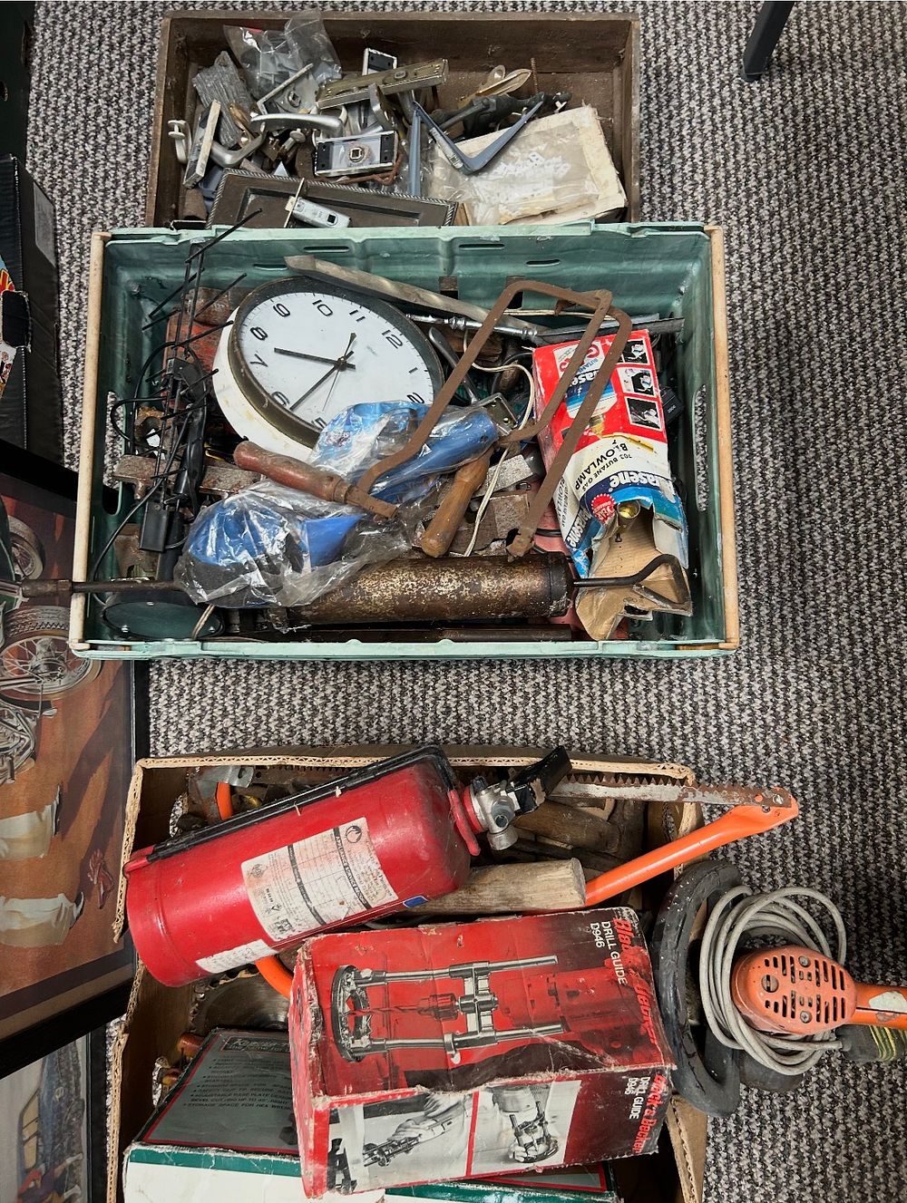 Lot 490: An Assortment of Vintage Hand Tools, Hardware, and Miscellaneous Workshop Items
