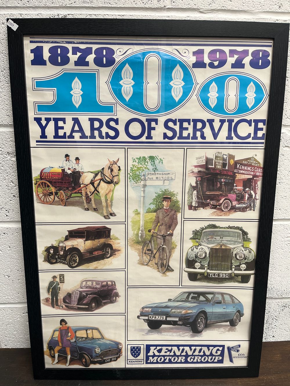 Lot 493: A Framed Kenning Motor Group 100 Years of Service Commemorative Poster, 1878-1978