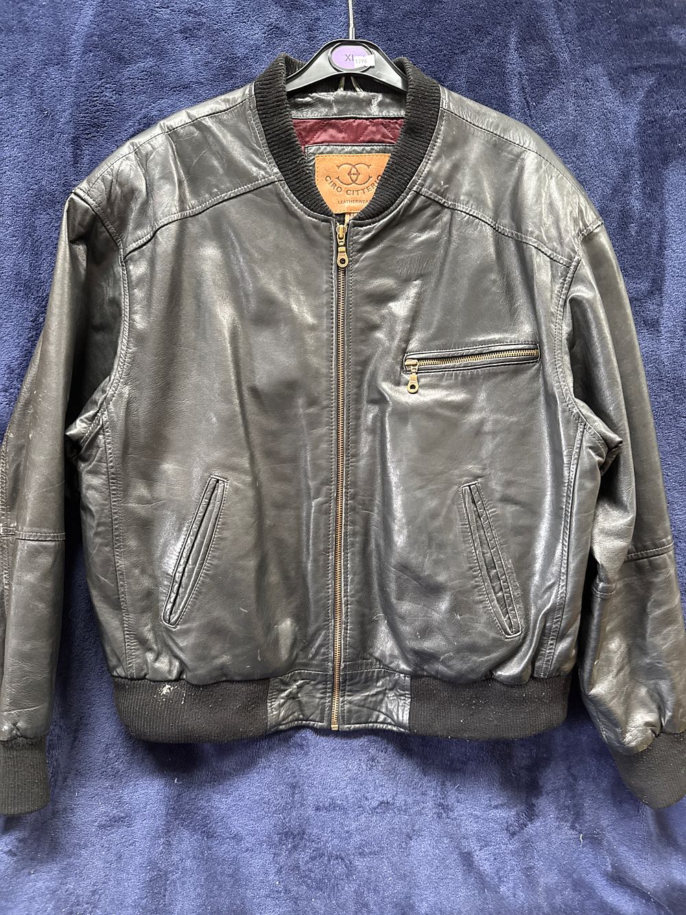 Lot 576: A Ciro Citterio black leather bomber jacket