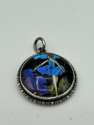 Thomas L. Mott Art Deco Sterling Silver Morpho Butterfly Wing Ballerina Pendant