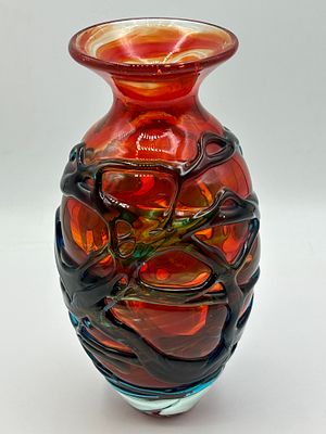 Mdina Random Strapping Art Glass Vase