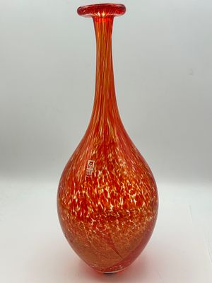 A Michael Harris for Mdina Glass Tiger Pattern Long-Necked Vase