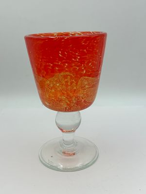 A Mdina Glass Hand-Blown Decorative Goblet with Gold Leaf