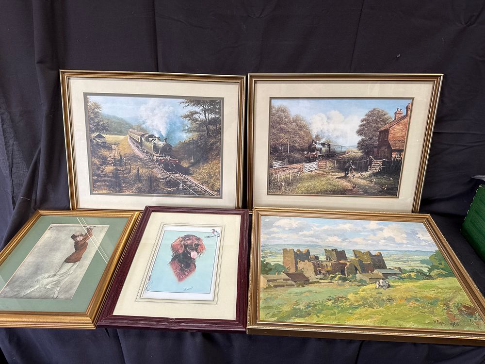 Lot 303: A Collection of Five Framed Artworks including Works by Don Breckon, H. Fish, and McKernsmith (Signed)
