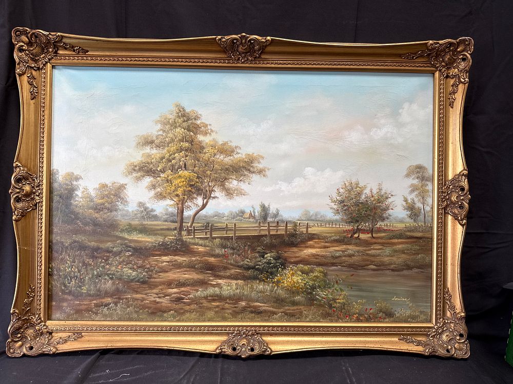 Lot 304: Louise, Rural Landscape with Bridge and Cottage
