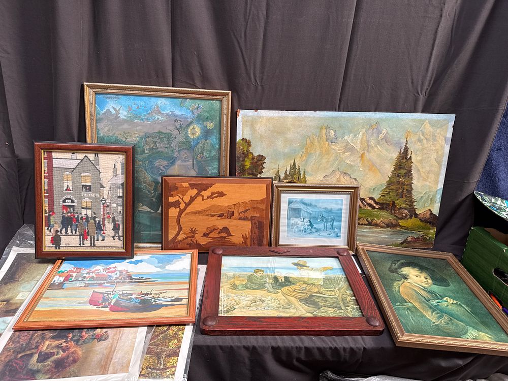 Lot 312: Bradley and Various Artists, 'A Collection of Mixed Media Artworks including Landscapes and Figurative Scenes' (Signed)