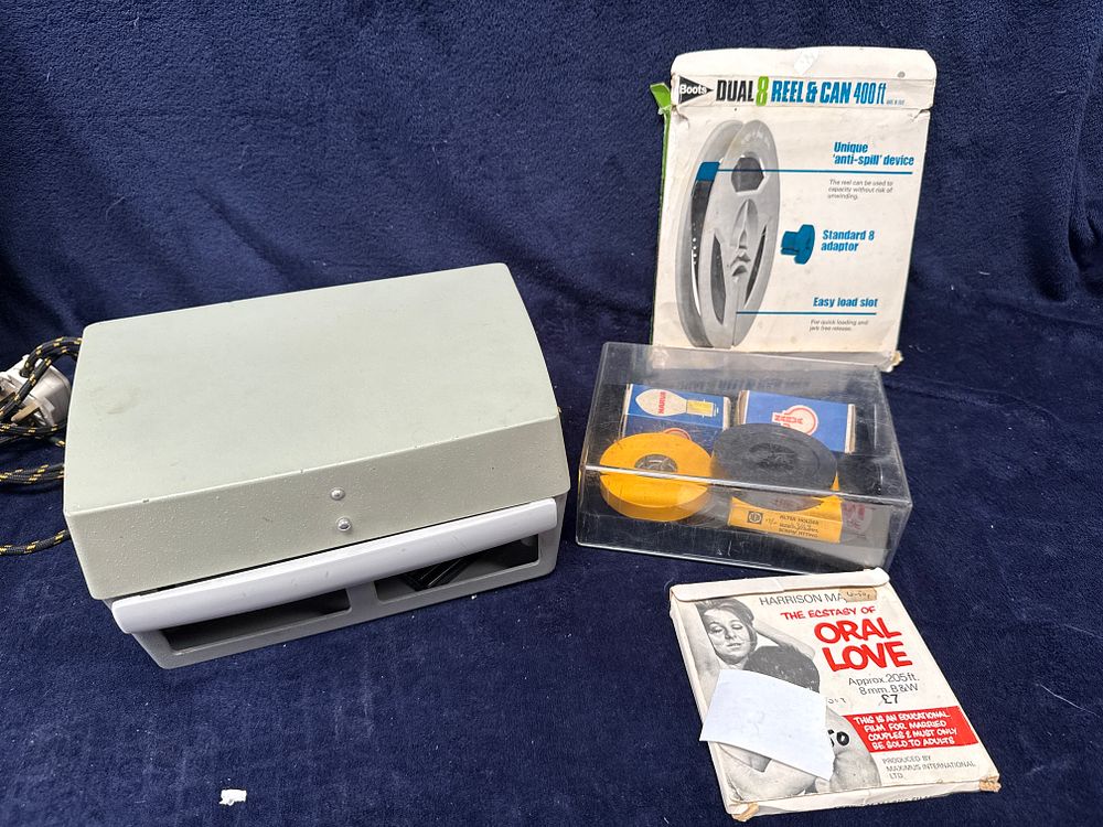 Lot 319: A Collection of Vintage 8mm Movie Equipment and Accessories including a Harrison Marks Film